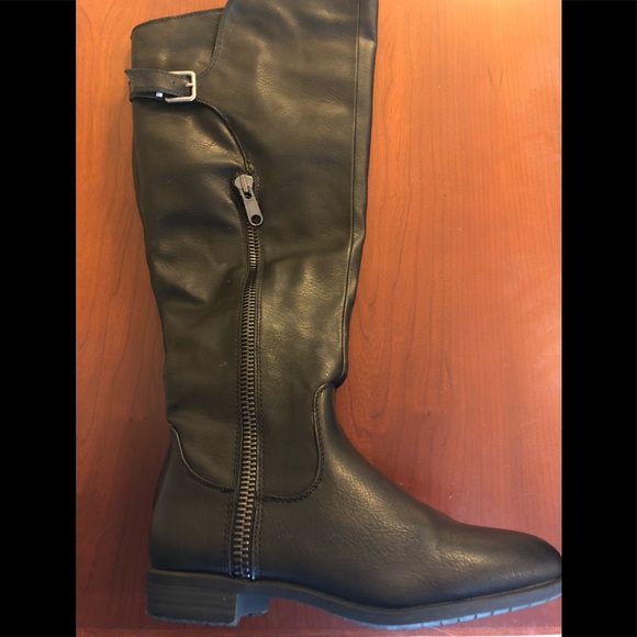Rialto Shoes - Over the Knee Black Leather Boots